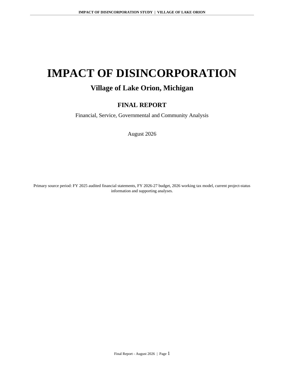 Impact of Disincorporation final report, page 1 of 34