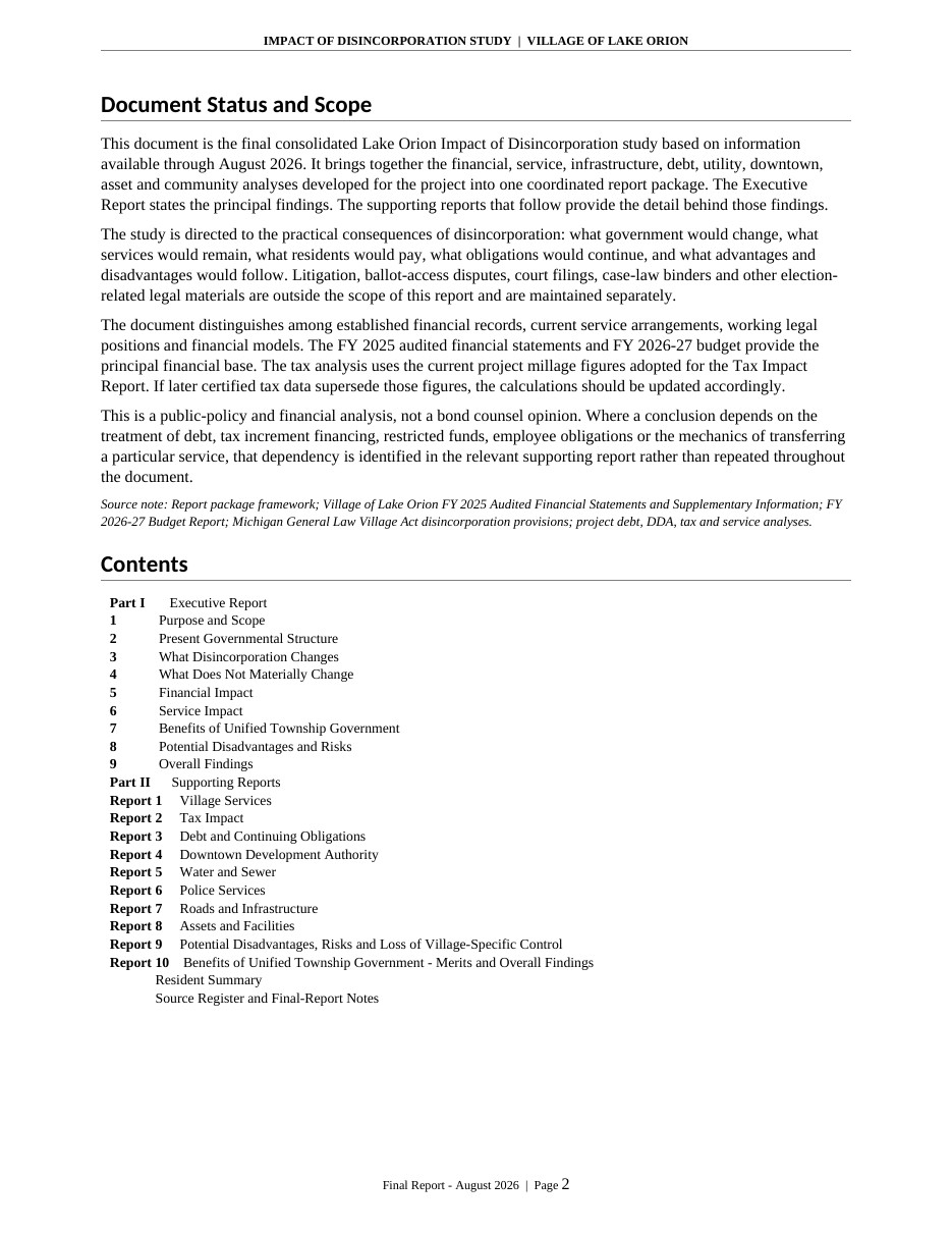 Impact of Disincorporation final report, page 2 of 34