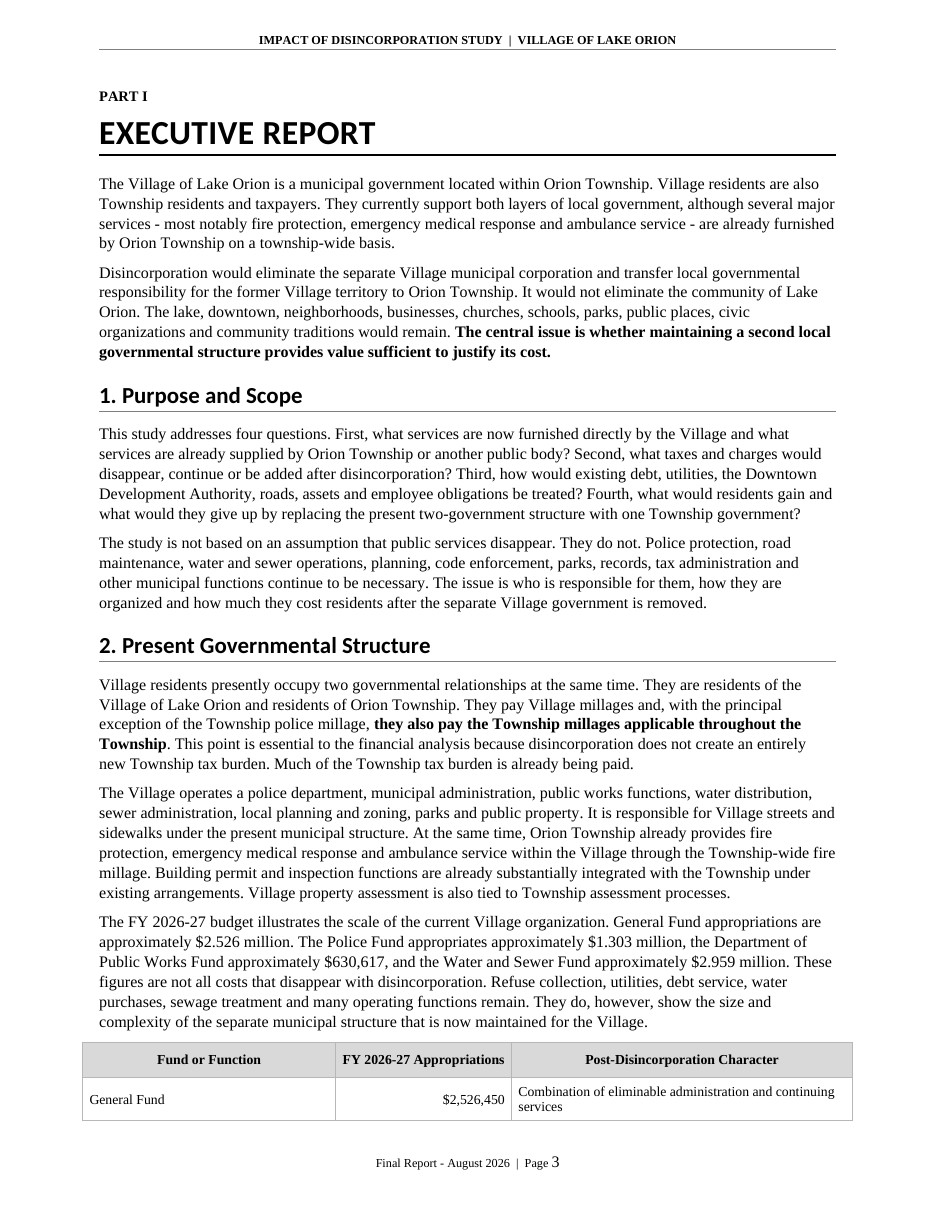 Impact of Disincorporation final report, page 3 of 34