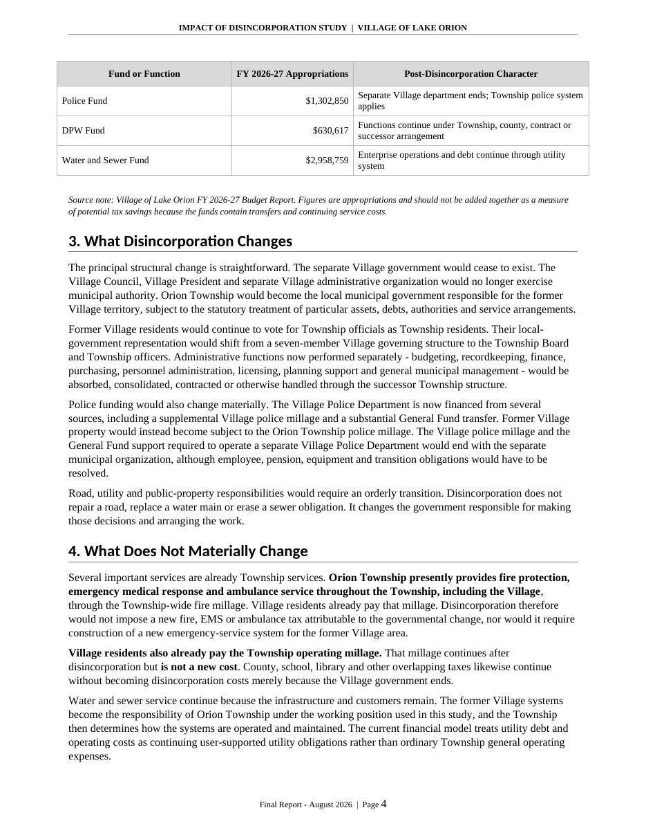 Impact of Disincorporation final report, page 4 of 34