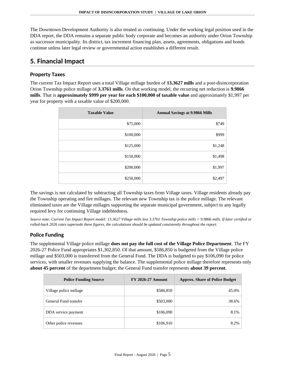 Impact of Disincorporation final report, page 5 of 34