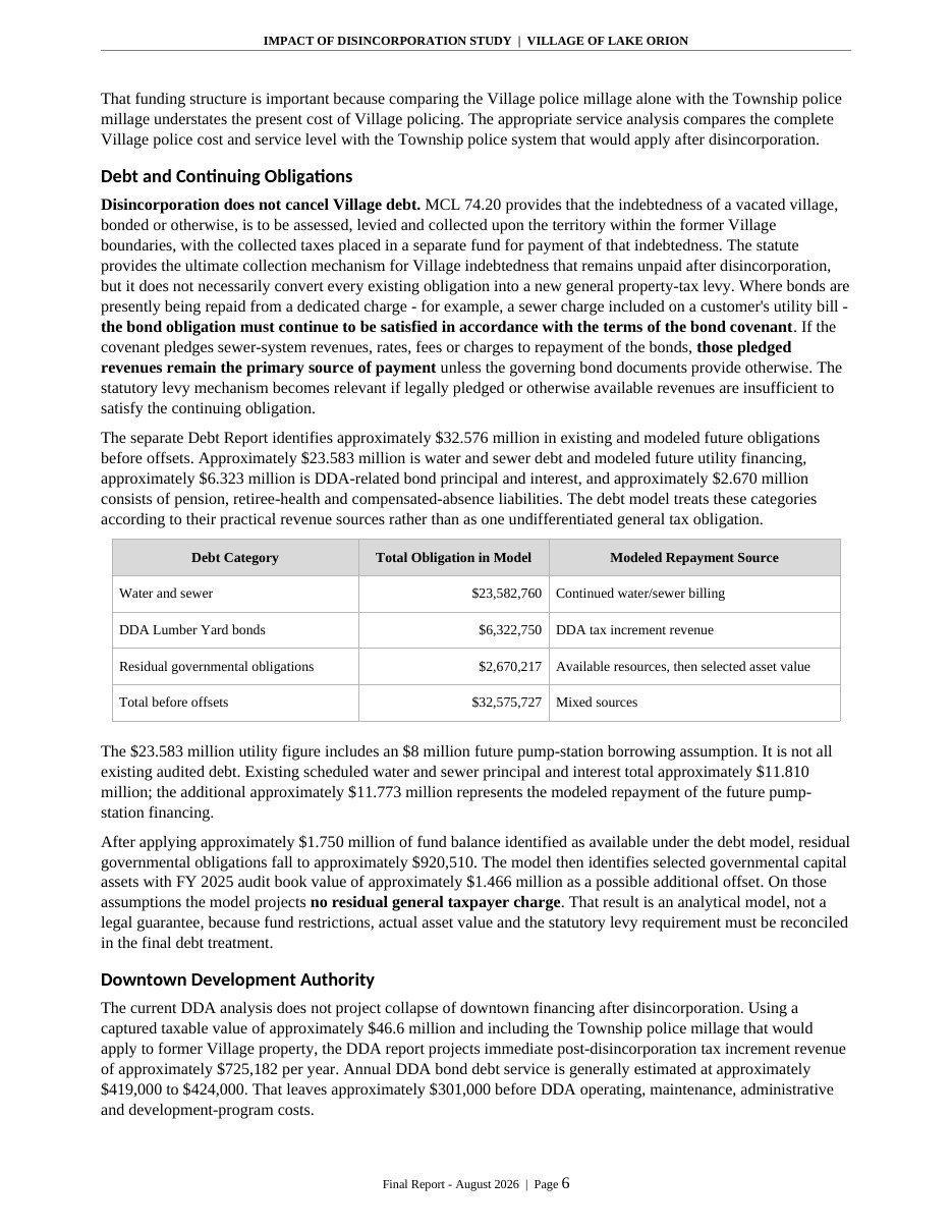 Impact of Disincorporation final report, page 6 of 34