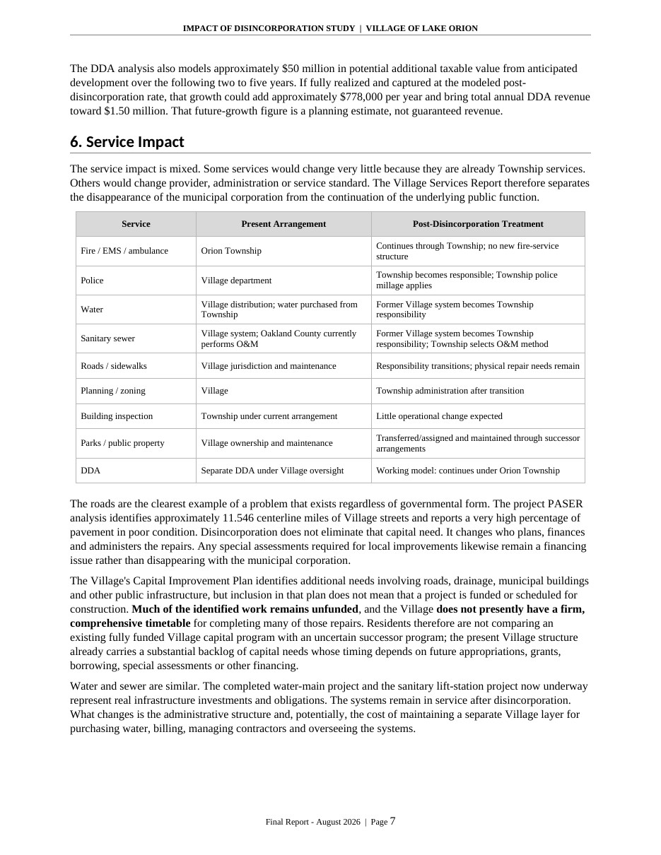 Impact of Disincorporation final report, page 7 of 34