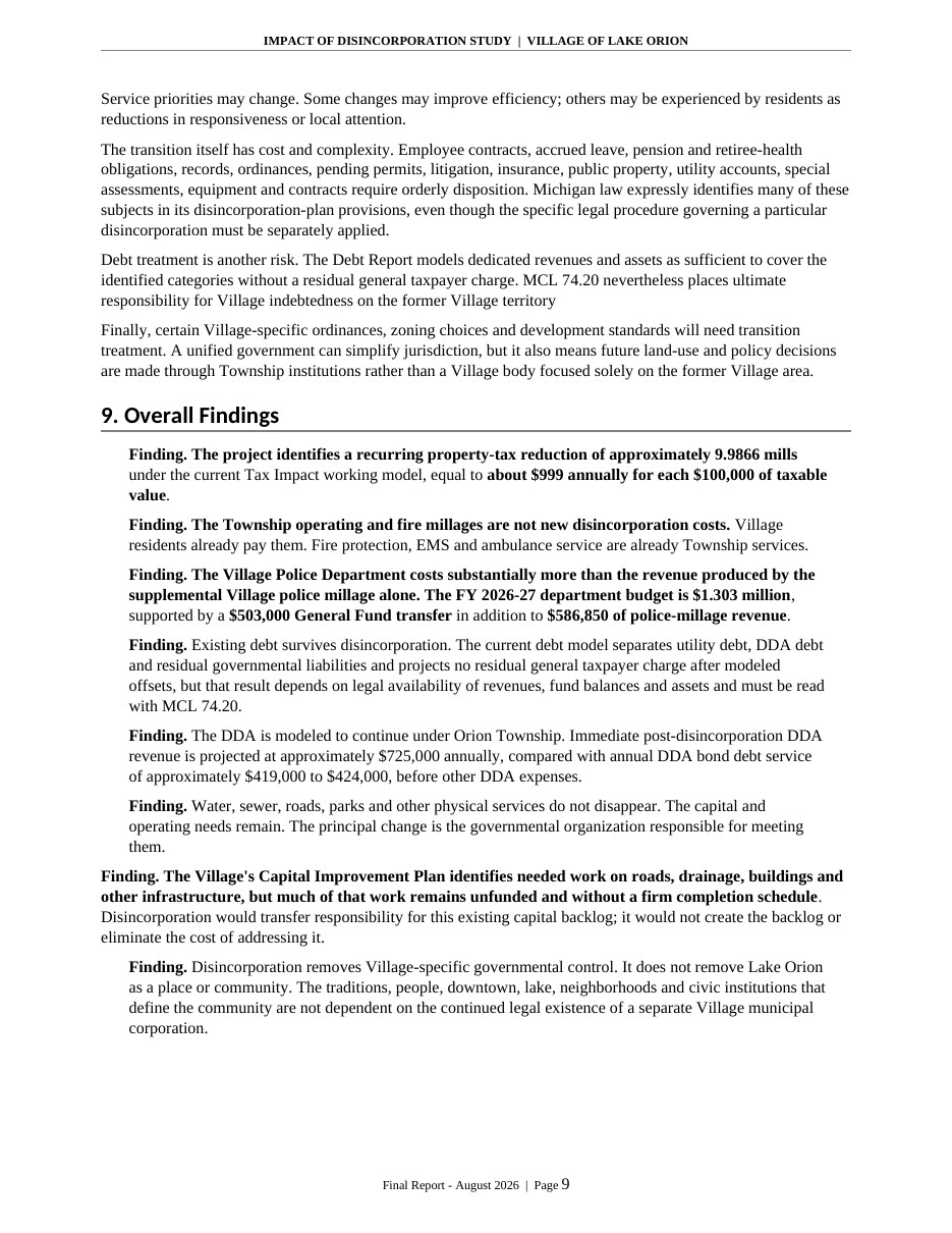 Impact of Disincorporation final report, page 9 of 34